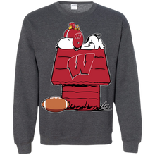 Load image into Gallery viewer, Wisconsin Badgers Snoopy And Woodstock Waiting For Football Season Sweatshirt