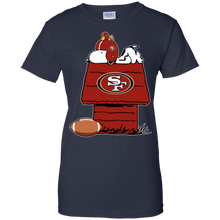 Load image into Gallery viewer, San Francisco 49ers Snoopy And Woodstock Waiting For Football Season T-Shirt For Women