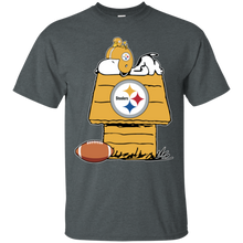 Load image into Gallery viewer, Pittsburgh Steelers Snoopy And Woodstock Waiting For Football Season T - Shirt For Men