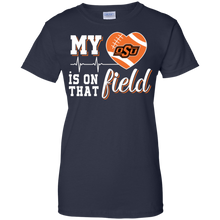 Load image into Gallery viewer, Oklahoma State Cowboys Football My Heart is on that Field T-Shirt For Women