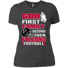 Load image into Gallery viewer, God First Family Second Then Falcons Football T-Shirt For Women