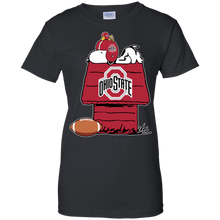Load image into Gallery viewer, Ohio State Buckeyes Snoopy And Woodstock Waiting For Football Season T-Shirt For Women