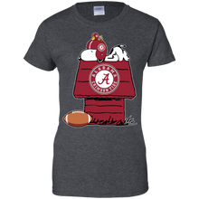 Load image into Gallery viewer, Alabama Crimson Snoopy And Woodstock Waiting For Football Season T-Shirt For Women