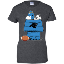 Load image into Gallery viewer, Carolina Panthers Snoopy And Woodstock Waiting For Football Season T-Shirt For Women