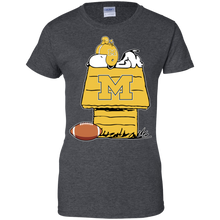 Load image into Gallery viewer, Michigan Wolverines Snoopy And Woodstock Waiting For Football Season T-Shirt For Women