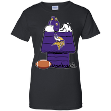 Load image into Gallery viewer, Minnesota Vikings Snoopy And Woodstock Waiting For Football Season T-Shirt For Women