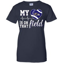 Load image into Gallery viewer, Baltimore Ravens Football My Heart is on that Field T-Shirt For Women