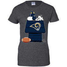 Load image into Gallery viewer, Los Angeles Rams Snoopy And Woodstock Waiting For Football Season T-Shirt For Women
