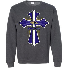 Load image into Gallery viewer, Cross Shirt For Jesus And Baltimore Ravens Fans Sweatshirt