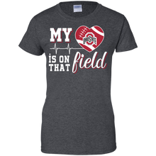 Load image into Gallery viewer, Ohio State Buckeyes Football My Heart is on that Field T-Shirt For Women
