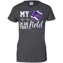 Load image into Gallery viewer, LSU Tigers Football My Heart is on that Field T-Shirt For Women