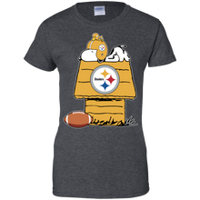 Load image into Gallery viewer, Pittsburgh Steelers Snoopy And Woodstock Waiting For Football Season T-Shirt For Women