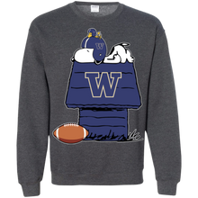 Load image into Gallery viewer, Washington Huskies Snoopy And Woodstock Waiting For Football Season Sweatshirt