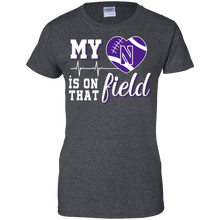 Load image into Gallery viewer, Northwestern Wildcats Football My Heart is on that Field T-Shirt For Women