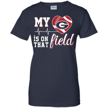 Load image into Gallery viewer, Georgia Bulldogs Football My Heart is on that Field T-Shirt For Women