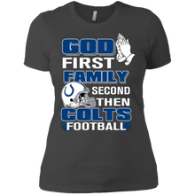 Load image into Gallery viewer, God First Family Second Then Colts Football T-Shirt For Women