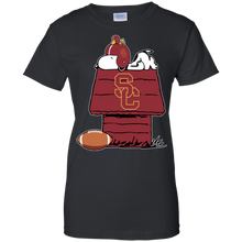 Load image into Gallery viewer, Usc Trojans Snoopy And Woodstock Waiting For Football Season T-Shirt For Women