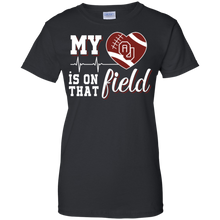 Load image into Gallery viewer, Oklahoma Sooners Football My Heart is on that Field T-Shirt For Women