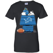 Load image into Gallery viewer, Detroit Lions Snoopy And Woodstock Waiting For Football Season T-Shirt For Women