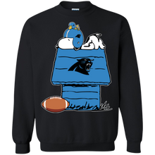 Load image into Gallery viewer, Carolina Panthers Snoopy And Woodstock Waiting For Football Season Sweatshirt