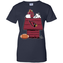 Load image into Gallery viewer, Arizona Cardinals Snoopy And Woodstock Waiting For Football Season T-Shirt For Women