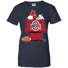 Load image into Gallery viewer, Ohio State Buckeyes Snoopy And Woodstock Waiting For Football Season T-Shirt For Women