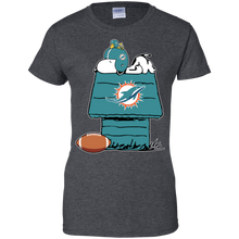 Load image into Gallery viewer, Miami Dolphins Snoopy And Woodstock Waiting For Football Season T-Shirt For Women