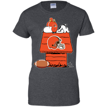 Load image into Gallery viewer, Cleveland Browns Snoopy And Woodstock Waiting For Football Season T-Shirt For Women