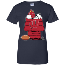 Load image into Gallery viewer, Wisconsin Badgers Snoopy And Woodstock Waiting For Football Season T-Shirt For Women