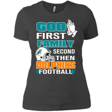 Load image into Gallery viewer, God First Family Second Then Dolphins Football T-Shirt For Women