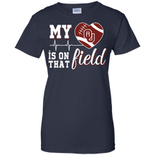 Load image into Gallery viewer, Oklahoma Sooners Football My Heart is on that Field T-Shirt For Women