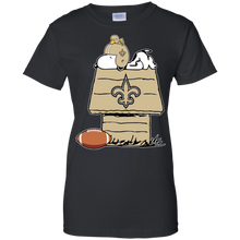 Load image into Gallery viewer, New Orleans Saints Snoopy And Woodstock Waiting For Football Season T-Shirt For Women