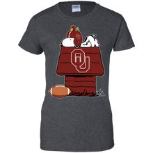 Load image into Gallery viewer, Oklahoma Sooners Snoopy And Woodstock Waiting For Football Season T-Shirt For Women