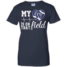 Load image into Gallery viewer, Washington Huskies Football My Heart is on that Field T-Shirt For Women