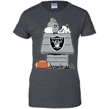 Load image into Gallery viewer, Oakland Raiders Snoopy And Woodstock Waiting For Football Season T-Shirt For Women