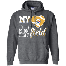 Load image into Gallery viewer, Pittsburgh Steelers Football My Heart is on that Field Hoodie Shirt