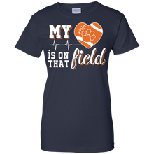 Load image into Gallery viewer, Clemson Tiger_Paw Football My Heart is on that Field T-Shirt For Women