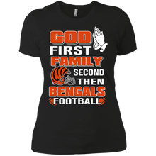 Load image into Gallery viewer, God First Family Second Then Bengals Football T-Shirt For Women