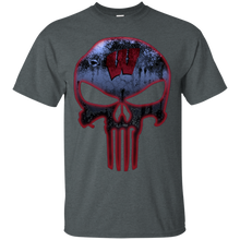Load image into Gallery viewer, Wisconsin Badgers Football The Punisher Skull T - Shirt For Men